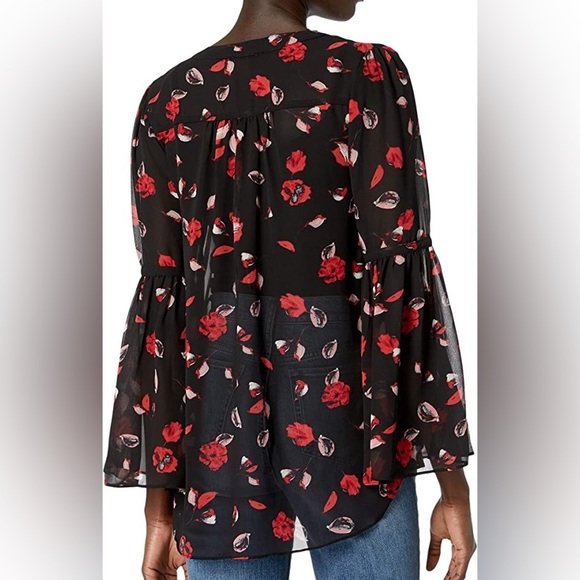 Kensie Floating Petals Top Size Large - Picture 2 of 8